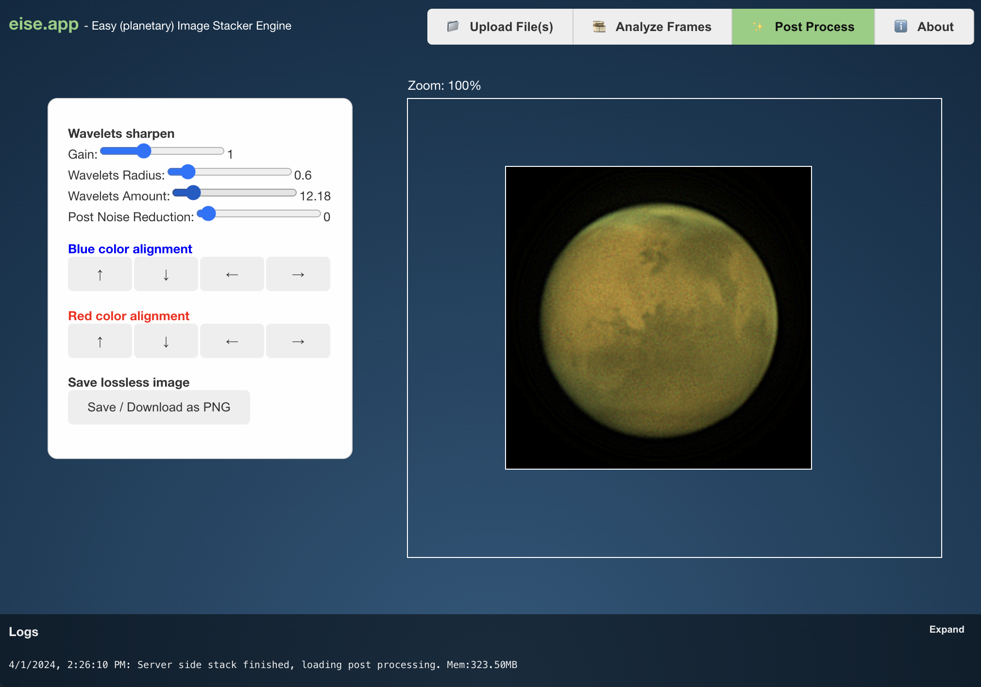 Introducing Eise app An Easy Web based Planetary Image Stacker Introducing eise app an easy web based planetary image stacker