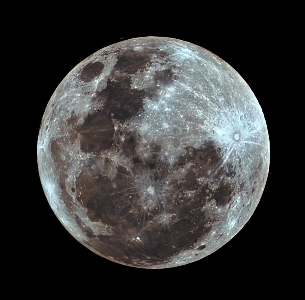 Same Seestar Moon after wavelet sharpening and saturation in Eise.app's post-processor